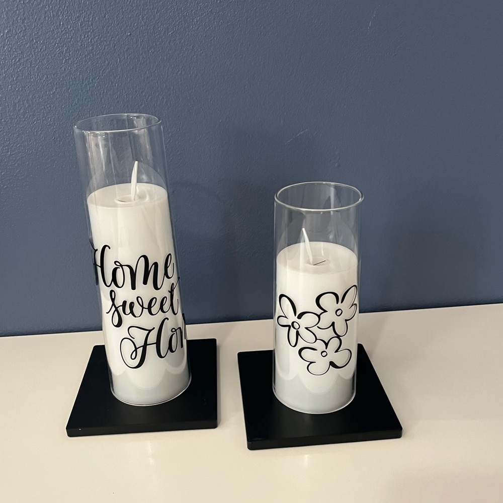 New Frameless candle set with remote and timer.